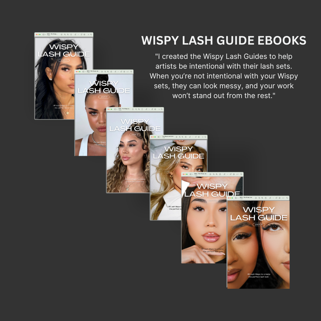 PAQUETE: Guía Wispy Lash Parte 1-4 + Libro electrónico sobre diseño de ojos